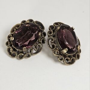Elegant Purple and Gold Earrings